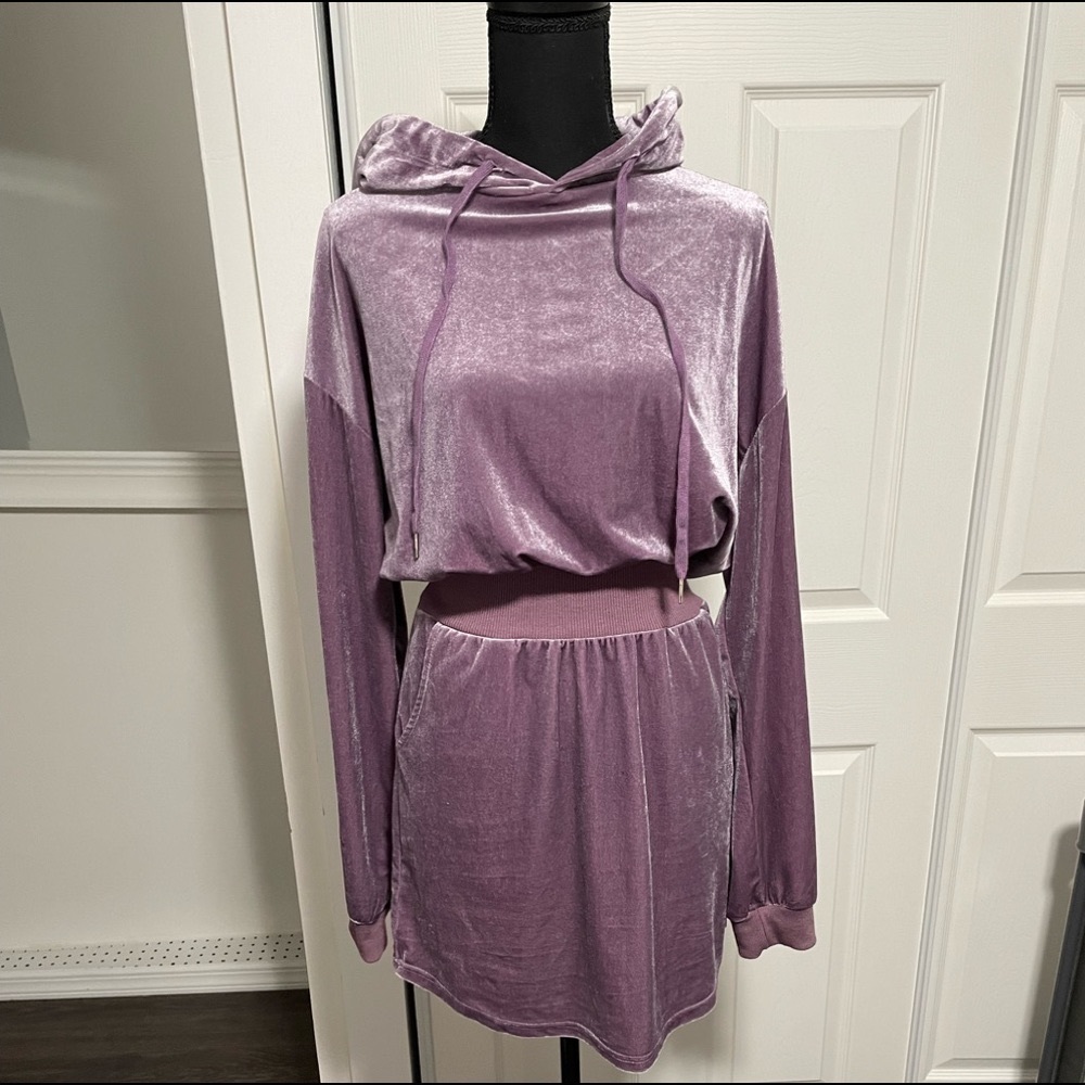 Fashion nova velour purple hoodie dress